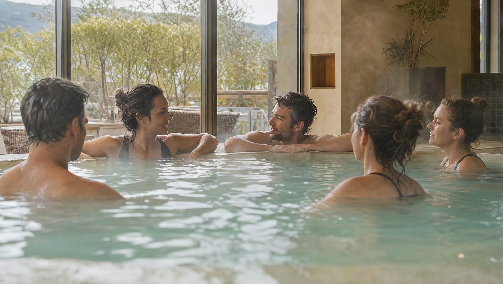 Junggesellinnenabschied Therme Erding – Gruppe entspannt im Thermalbad